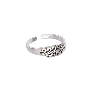 Ring, antiqued sterling silver, 5.5mm wide with swirl pattern, adjustable from size 5.5-7. Sold individually.