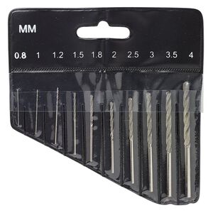 Drill bit, steel, 3/4 to 2-3/4 inches with 0.8-4mm twisted diamond-coated bit. Sold per 10-piece set.