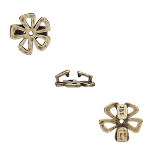 Component, JBB Findings, antiqued brass, 12x12mm hammered open flower, 8x1.5mm inside diameter. Sold individually.