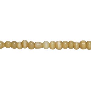 Bead, cat's eye glass (fiber optic glass), dark khaki, 3-4mm round, economy grade. Sold per 15-inch strand.