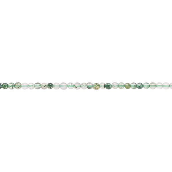 Bead, moss agate (natural), 2mm round, B grade, Mohs hardness 6-1/2 to 7. Sold per 15-1/2" to 16" strand. image number 0
