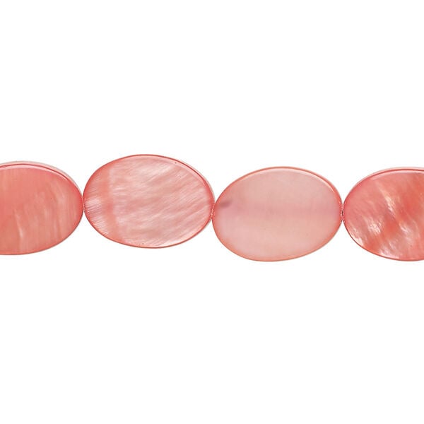 Mother-of-pearl shell 1pkg1, flat oval bead 15 inch dark pink 14x10mm-15x11mm image number 0