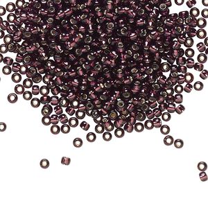 Seed bead, TOHO BEADS®, glass, pkg/50g, #11 round, transparent silver-lined amethyst (TR-11-26C).