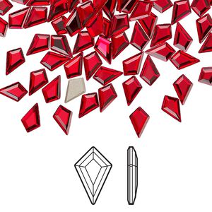 Flat back 288pk light Siam foil back, Swarovski® 6.4x4.2mm kite 2771