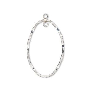 Drop, sterling silver-filled, 28x18mm double-sided hammered and textured open oval with loop. Sold individually.