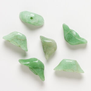 Green aventurine 1pkg6, ingot bead natural, 26x13mm-36x17mm