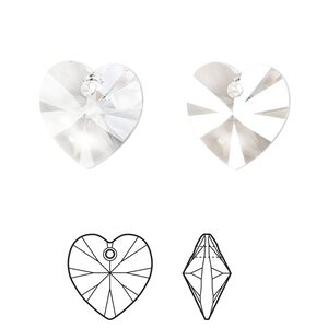 Drop 2pk crystal, Crystal Passions® 14mm pendant heart 6228
