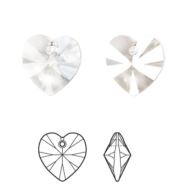 Drop 2pk crystal, Crystal Passions® 14mm pendant heart 6228 image number 0