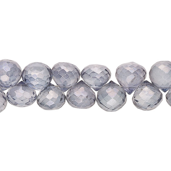 Quartz crystal 1pkg1, hand-cut top-drilled micro-faceted teardrop bead B+ grade, 7 inch 7x6mm-10x9mm image number 0