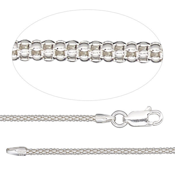 Chain, sterling silver, 1.6mm popcorn, 20 inches with lobster claw clasp. Sold individually. image number 0