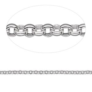 Chain 1pkg1 sterling silver rolo, 2mm, 5 foot unfinished