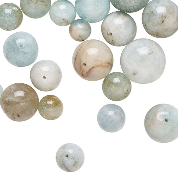 Aquamarine 1pkg1, round bead D grade, 1/4 lb mix 6-19mm image number 0