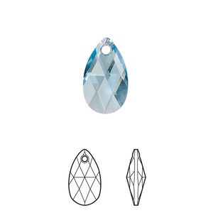 Drop 144pk aquamarine, Swarovski® 16x9mm pendant pear 6106