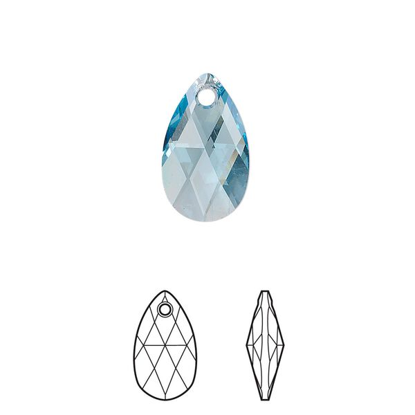 Drop 144pk aquamarine, Swarovski® 16x9mm pendant pear 6106 image number 0