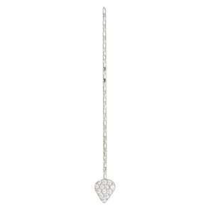 Paddle pin, cubic zirconia and rhodium-plated sterling silver, clear, 1-1/2 inch diamond-cut twisted with 5.5x5mm teardrop, 22 gauge. Sold individually.