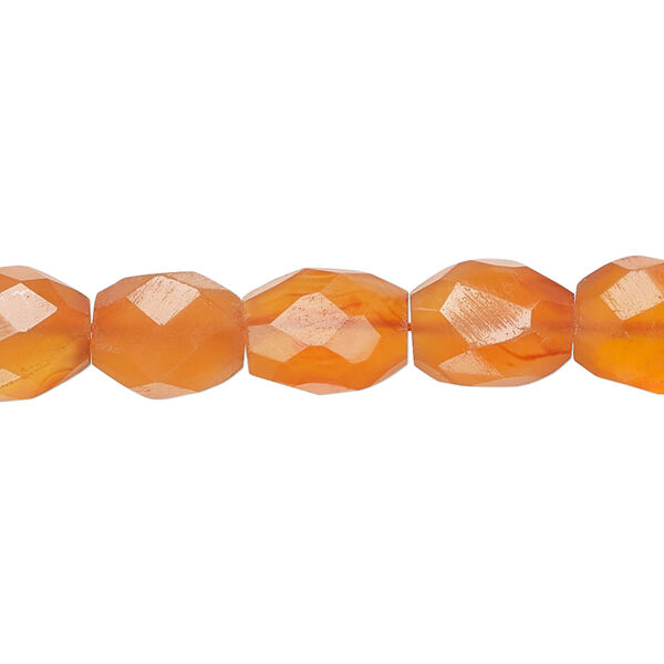 Carnelian 1pkg1, hand-cut faceted puffed oval bead, 13 inch 10x8mm-14x10mm image number 0