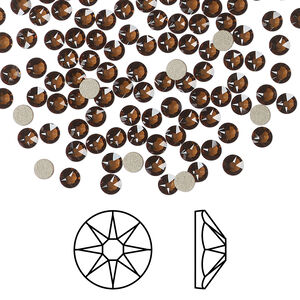 Flat back 1pkg144 smoked topaz foil back, Crystal Passions® Regenerated 3-3.2mm rose round SS12 2088