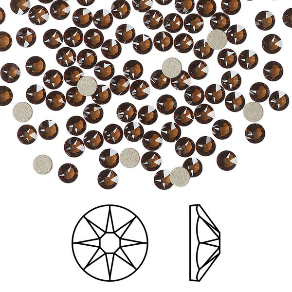 Flat back 1pkg144 smoked topaz foil back, Crystal Passions® Regenerated 3-3.2mm rose round SS12 2088 image number 0