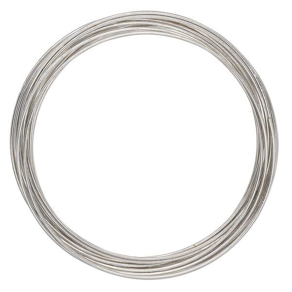 Memory wire, imitation rhodium-plated high carbon steel, 1-3/4 inch bracelet, 0.7mm thick. Sold per pkg of 12 loops. image number 0