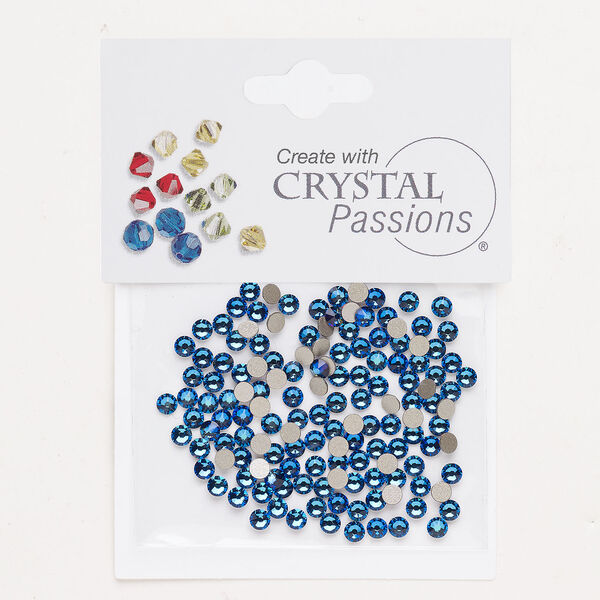 Flat back 1pkg144 meridian blue foil back, Crystal Passions&reg; rhinestone 3.00-3.12mm round SS12 image number 0