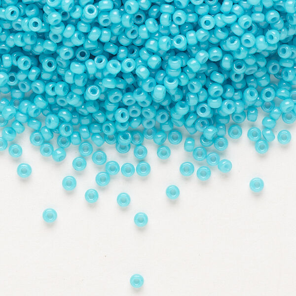 Seed bead, Miyuki, glass, pkg/25g, #11 rocaille, Duracoat® opaque outside dyed underwater blue, (RR-4480). image number 0