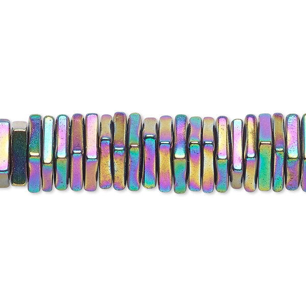 Hemalyke™ 1pkg1, electroplated rainbow square rondelle bead 8 inch 4x1mm image number 0