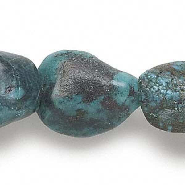 Bead, turquoise (dyed / stabilized), blue, large to extra-large nugget, Mohs hardness 5 to 6. Sold per 15-inch strand. image number 0