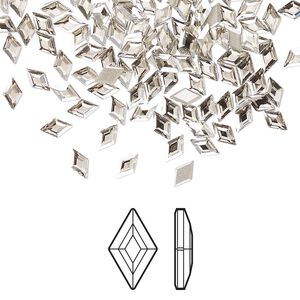 Flat back 24pk crystal silver shade foil back, Crystal Passions® 5x3mm diamond 2773