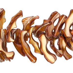 Bead, mother-of-pearl shell (dyed), dark amber, 20-35mm frangia. Sold per 15-1/2" to 16" strand.