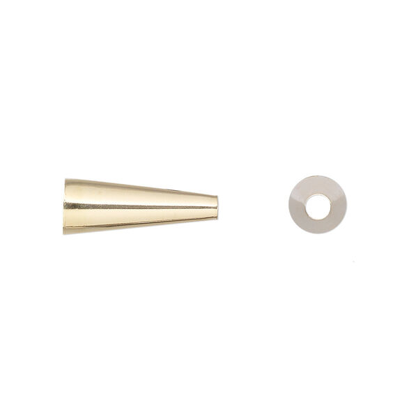 Cone, 14Kt gold, 16x6mm with 5.5mm inside diameter. Sold per pkg of 2. image number 0