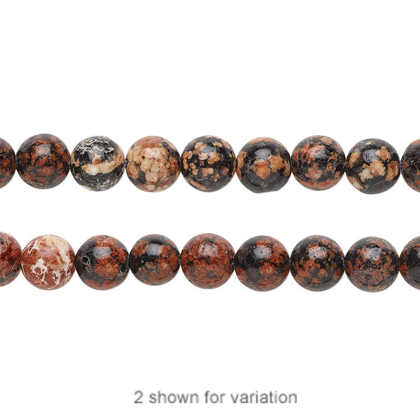 Bead, red snowflake jasper (natural), 6mm hand-cut round, B grade, Mohs hardness 6-1/2 to 7. Sold per 15-1/2" to 16" strand. image number 0