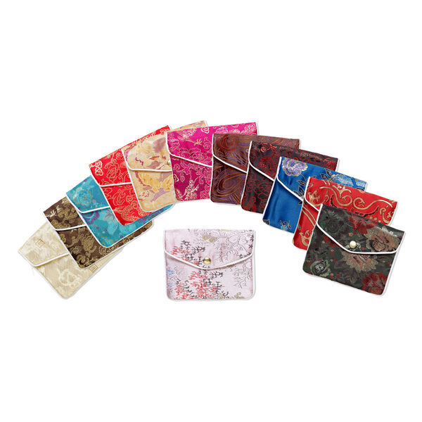 Pouch, brocade, assorted floral, 4-3/4 x 4 inches.  Pkg of 12. image number 0