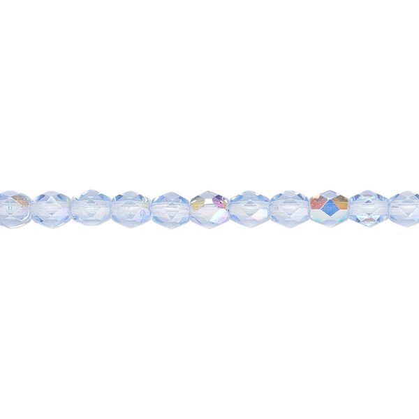 Bead, Czech fire-polished glass, blue AB, 4mm faceted round. Sold per 15-1/2" to 16" strand. image number 0