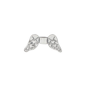 Bead 1pkg1 sterling silver, 19x9mm angel wing, antiqued JBB Findings