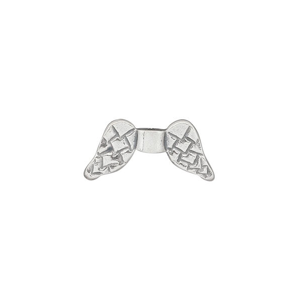 Bead 1pkg1 sterling silver, 19x9mm angel wing, antiqued JBB Findings image number 0
