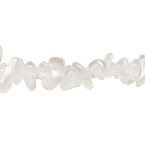 Bead, glass, translucent clear AB, medium chip with 0.6-0.8mm hole. Sold per 32-inch strand, approximately 290-320 beads.