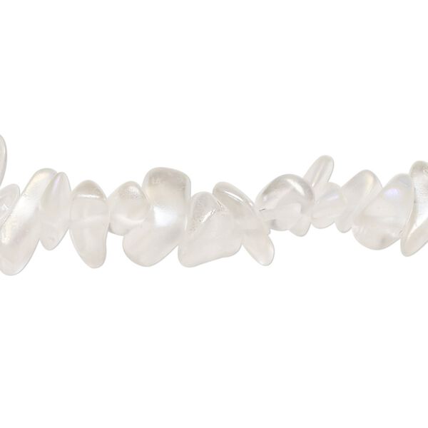 Bead, glass, translucent clear AB, medium chip with 0.6-0.8mm hole. Sold per 32-inch strand, approximately 290-320 beads. image number 0