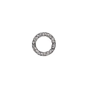 Jump ring, antiqued sterling silver, 10mm hammered round, 7mm inside diameter, 12 gauge. Sold per pkg of 2.