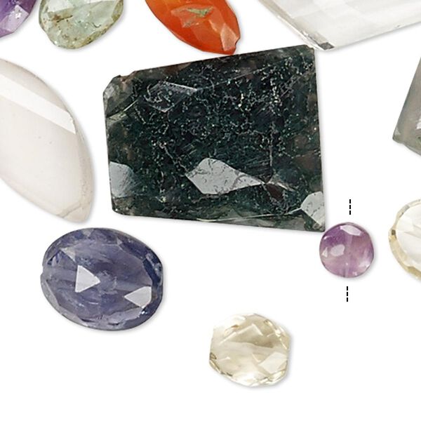 Multi-gemstone 1pkg1, hand-cut mixed shape bead 25g mix 6mm-33x14mm image number 0