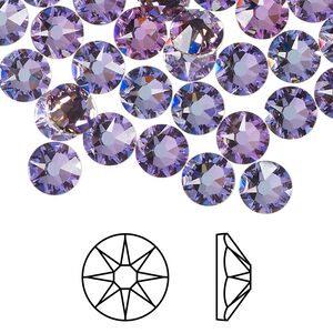 Flat back 12pk crystal vitrail light foil back, Crystal Passions® 7.07-7.27mm rose round SS34 2088