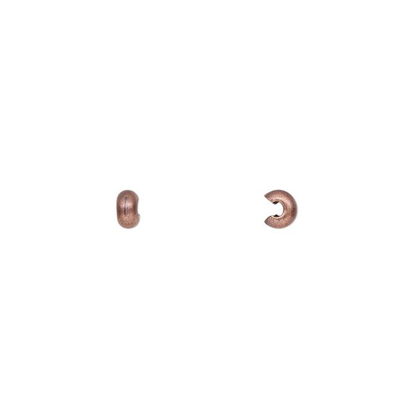 Crimp cover, antique copper-plated brass, 3.5x3mm smooth rondelle. Sold per pkg of 100. image number 0