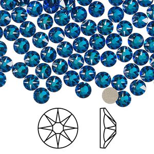 Flat back 1440pk crystal Bermuda blue foil back, Swarovski® 4.6-4.8mm rose round SS20 2088