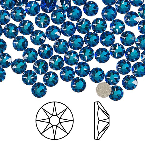 Flat back 1440pk crystal Bermuda blue foil back, Swarovski® 4.6-4.8mm rose round SS20 2088 image number 0