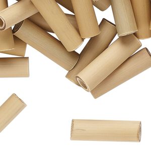 Bead, bamboo, brown, 21x5mm-22x7mm round tube. Sold per pkg of 100.