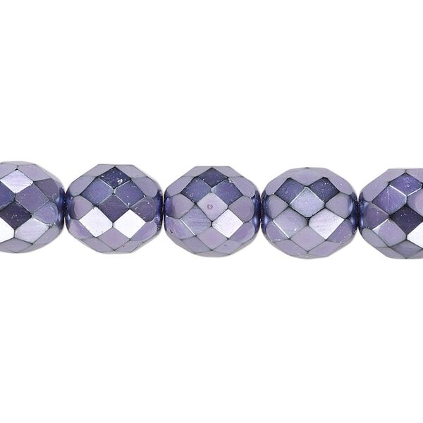 Bead, Czech fire-polished glass, lilac carmen, 10mm faceted round. Sold per 15-1/2" to 16" strand. image number 0