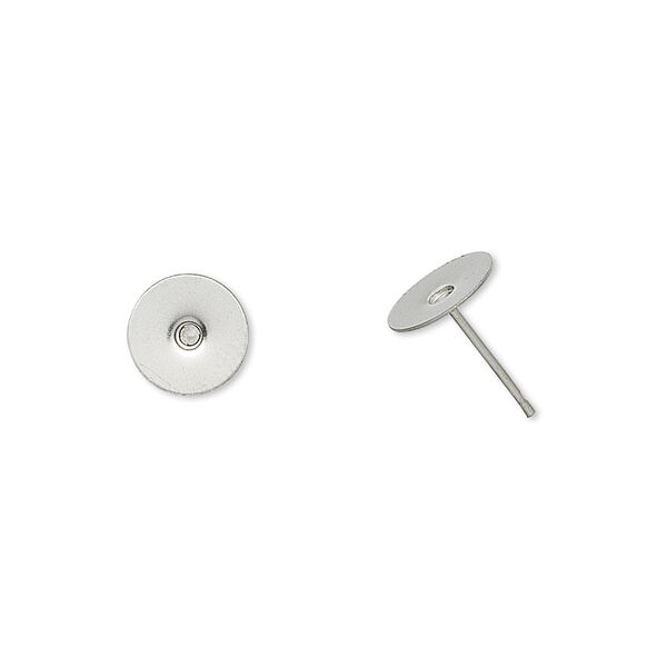 Earstud, stainless steel, 8mm flat pad. Sold per pkg of 50 pairs. image number 0