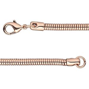 Chain, Almost Jewelry™, copper-plated brass, 3.2mm snake, 16 inches with lobster claw clasp. Sold individually.