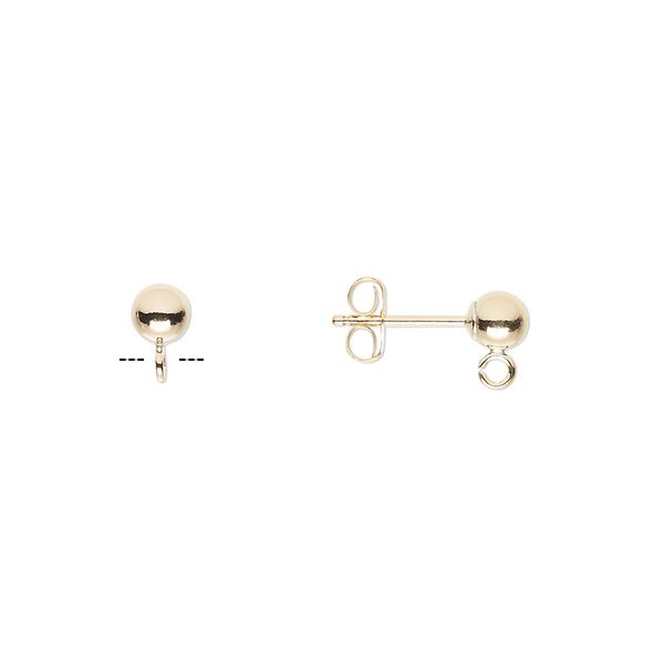 Earstud 1pkg10 14Kt gold-filled, 4mm ball / open loop / earnuts, 5 pair image number 0