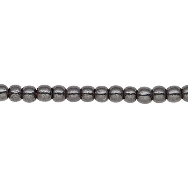 Bead, Hemalyke™ (man-made), magnetic, black, 4mm round. Sold per 15-1/2" to 16" strand. image number 0