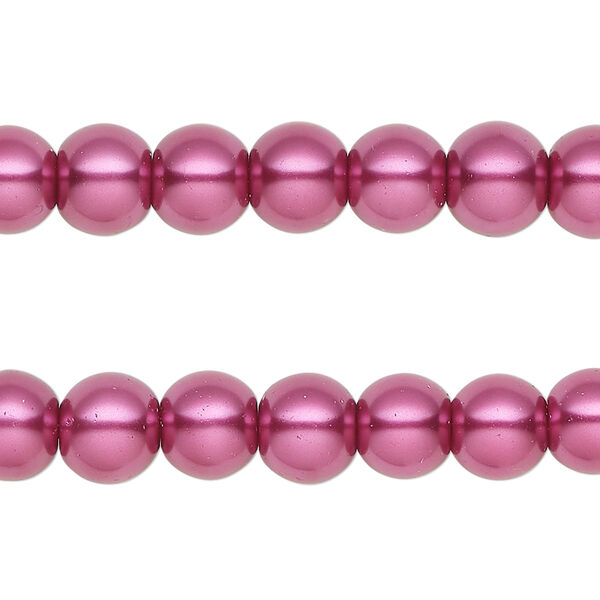 Bead, glass pearl, rose, 7-8mm round. Sold per pkg of (2) 15-inch strands, approximately 100 beads. image number 0
